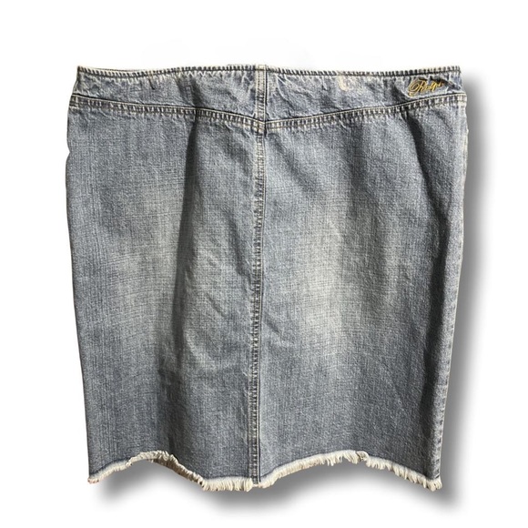 Vintage Y2K Ralph Lauren Denim Jeans Split Frayed Hem Mini Skirt size 12 - Picture 2 of 5